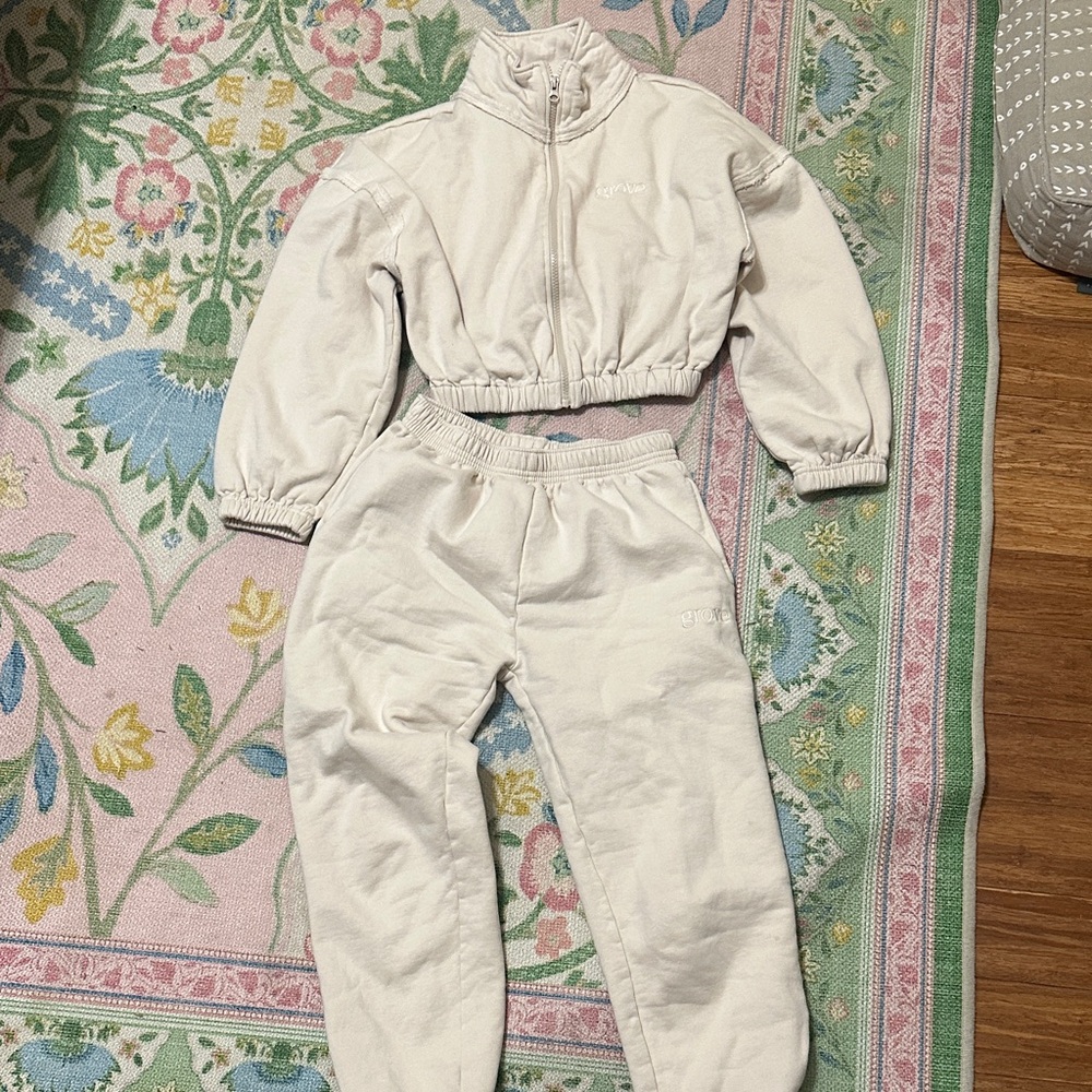 Grove Cream Zip up Sweatsuit